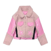 Star Galaxy PU Leather Shiny Pink Jacket